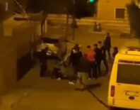 İstanbul Pendik’te bir şahıs, kucağında çocuk olan bir kadını sokak ortasında öldüresiye dövdü.